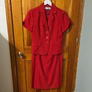 Tahari ASL Red Skirt Set